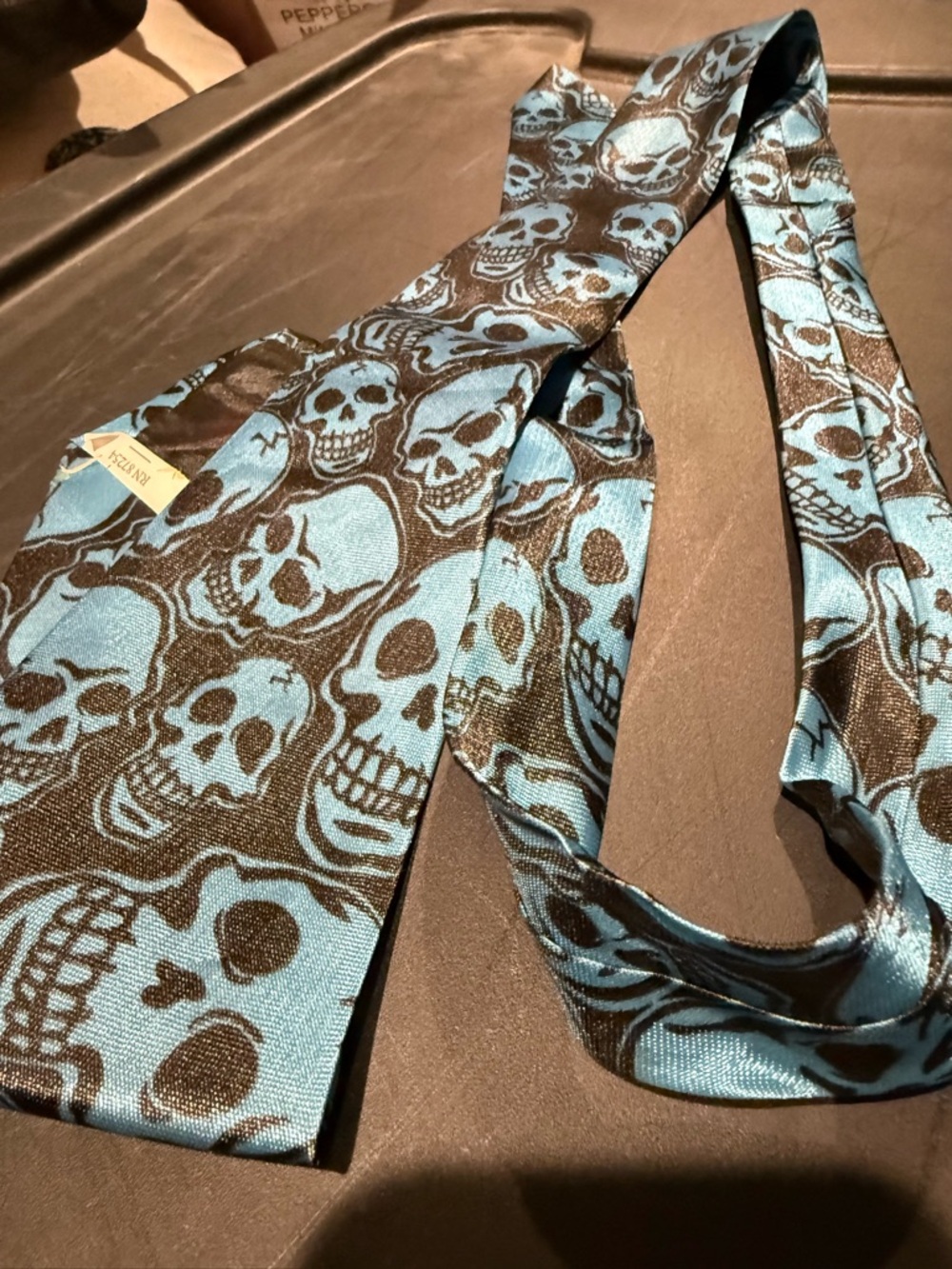 Skull Pattern Blue & Black Tie